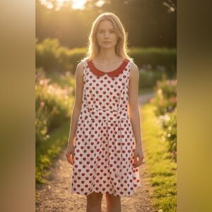 IXIAH Made in USA Peter Pan Collar Apple Print Dress XL